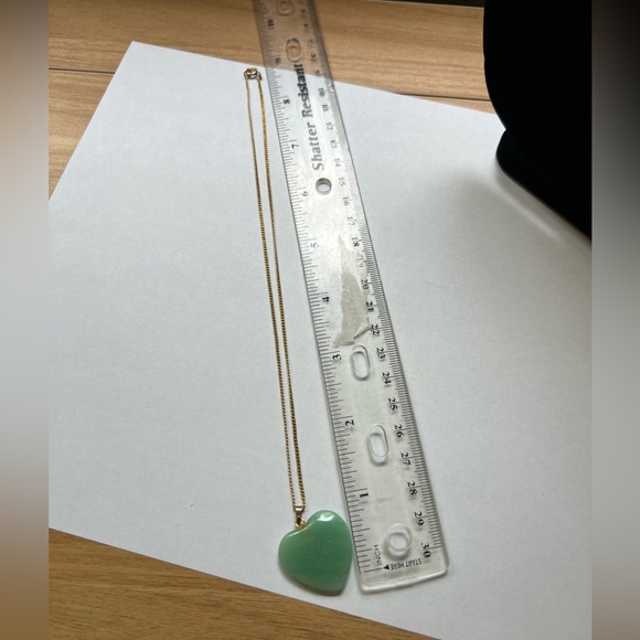 Stone Heart on 12k GF Chain - Green Pendant Necklace - Picture 8 of 15